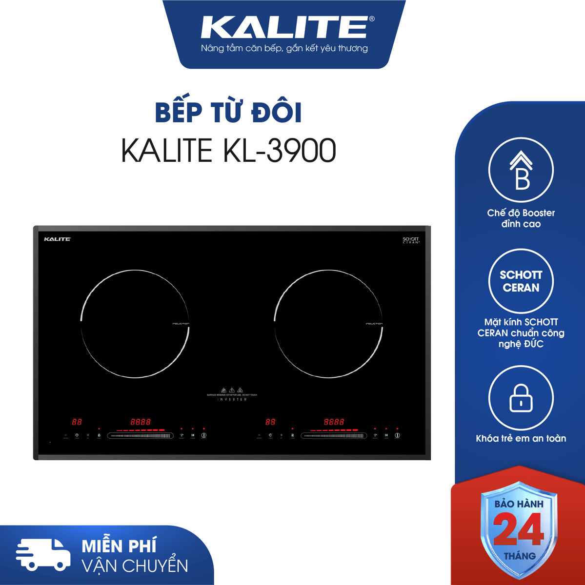 Bếp từ đôi KALITE KL-3900 công nghệ  hiện đại