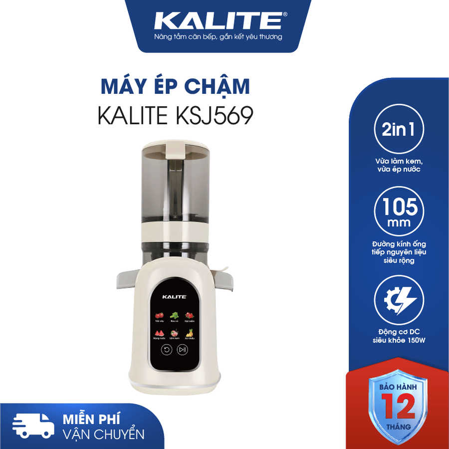 Máy ép chậm Kalite KSJ569 ép kiệt bã 99% tích hợp làm kem