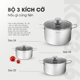 Bộ 3 nồi inox liền khối KALITE KCS366 - Bộ 3 size 18-20-24cm - Ảnh 15