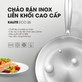 Chảo rán inox liền khối KALITE ECO26, inox 304, đáy 3 lớp, bắt từ tốt - Ảnh 2