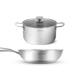 Bộ nồi chảo inox KALITE ECO Dual, inox 304, 3 lớp bắt từ tốt - Ảnh 1