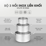 Bộ 3 nồi inox liền khối KALITE KCS366 - Bộ 3 size 18-20-24cm - Ảnh 2